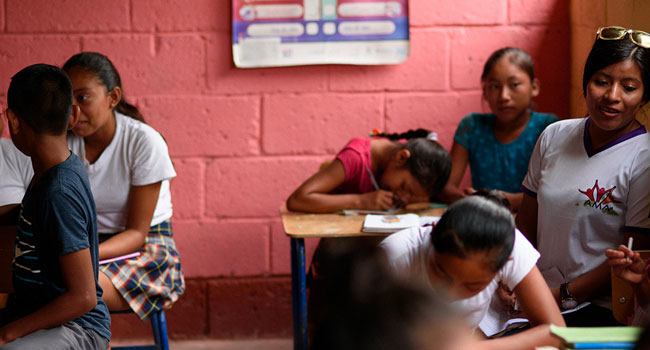Girls in school in Latin America