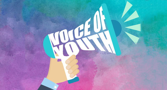 Voice of Youth watercolor graphic